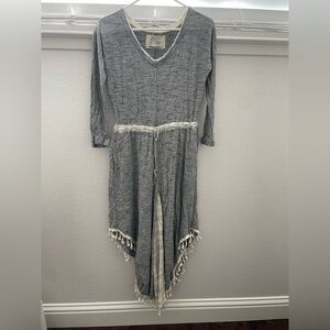 Anthropologie Gray Long Sleeve Dress with Cream Accents